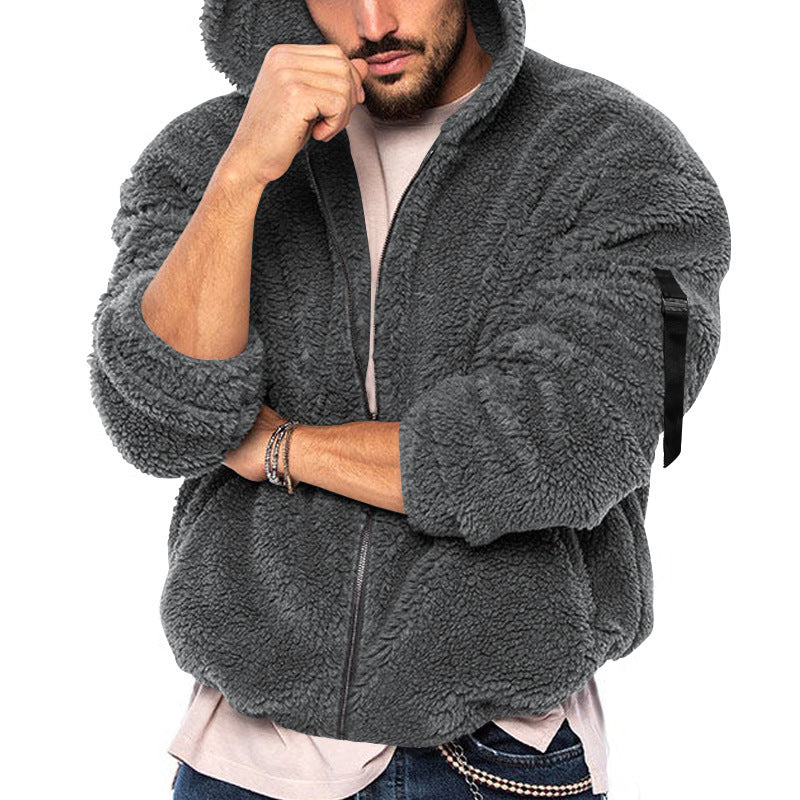 Herren Winter Neue doppelseitige Bejirog Warme Kapuze Reißverschluss Casual Jacke Mantel