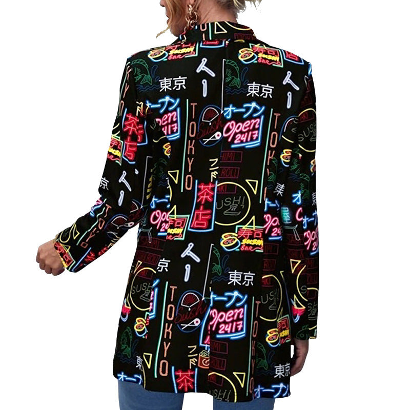 Bedruckte, lässige, kleine Anzugjacke für Damen