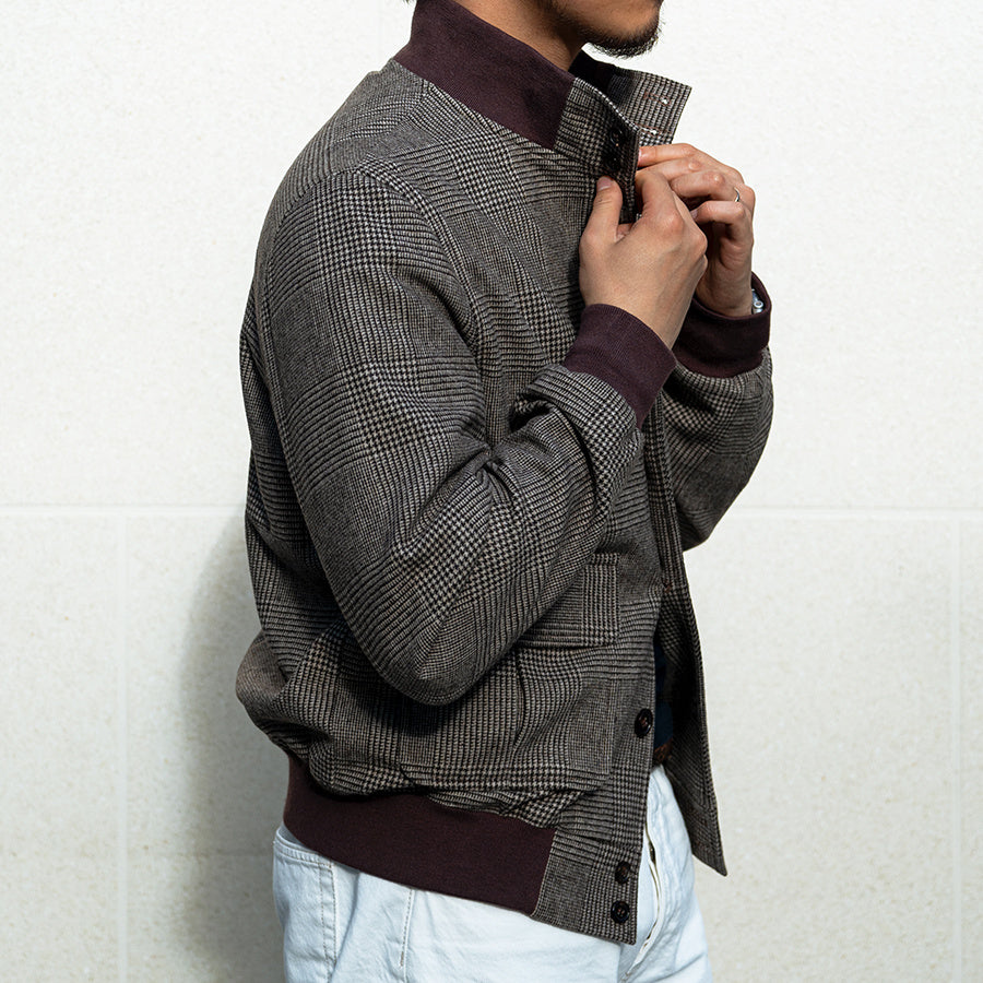 Herren Pilotenjacke Tweed Kurzer Schlanker Stehkragen Wollmantel