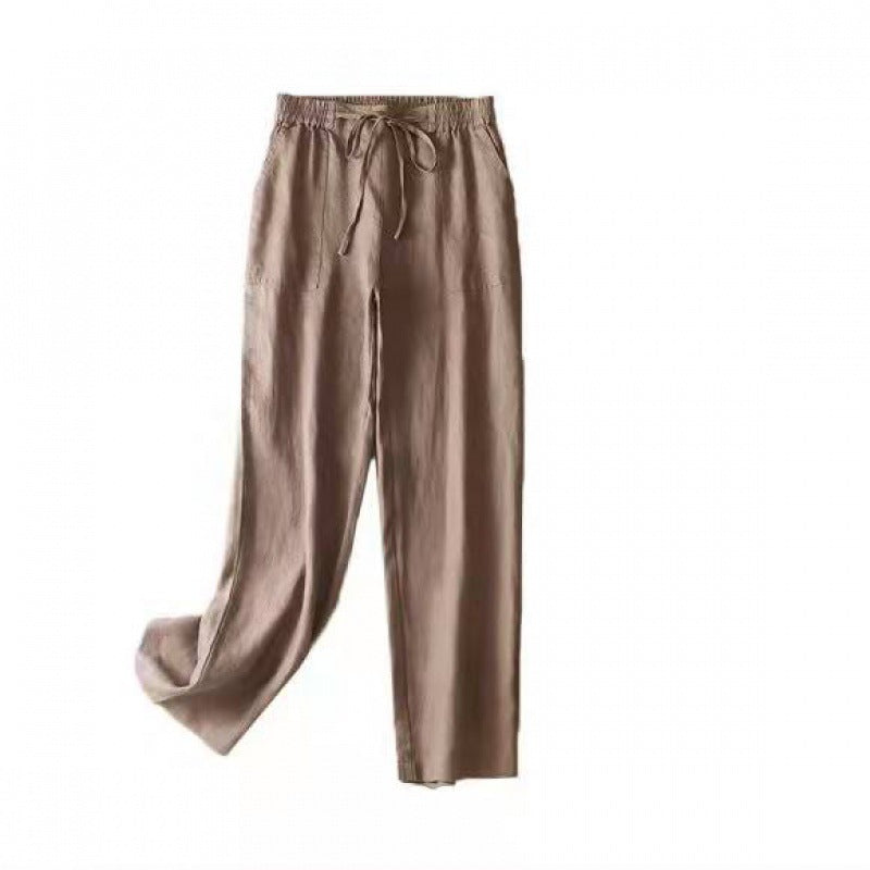 Damen-Hosen mit hoher Taille und geradem Kordelzug