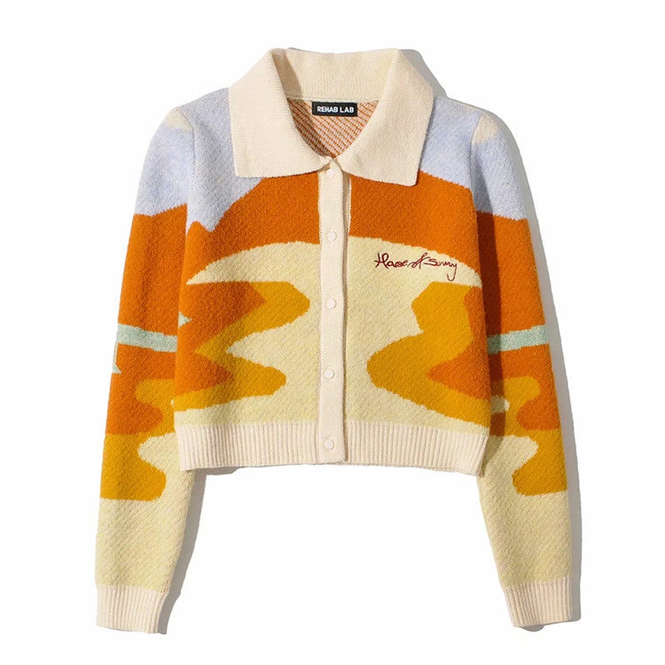 Damenmode Jacquard-Strickstrickjacke