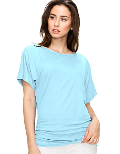Women Spring And Summer New Women's Solid Color Round Neck Loose Short-sleeved T-shirt