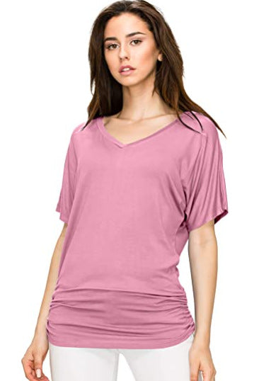 Women Spring And Summer New Women's Solid Color Round Neck Loose Short-sleeved T-shirt