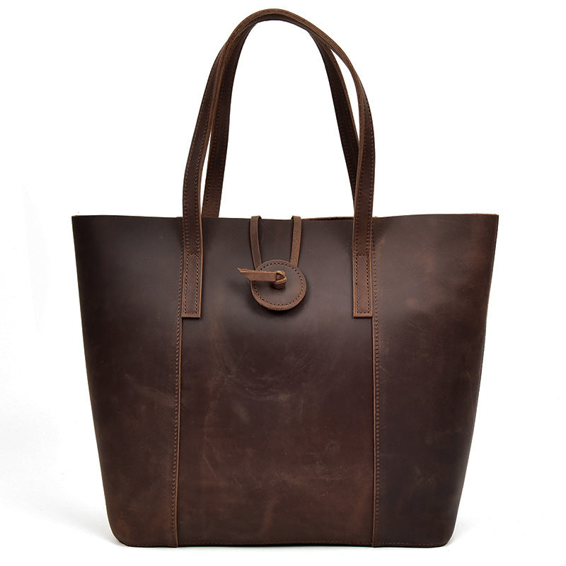 Damen-Handtasche aus echtem Leder, Crazy Horse-Taschen, Designer-einfache Retro-große Einkaufstasche