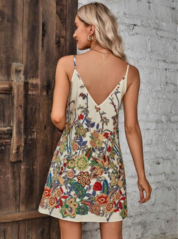 Ärmelloses Kleid mit Retro-Print für Damen