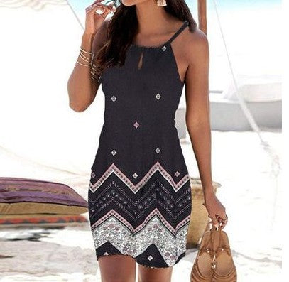 Damen ärmelloses, lässiges Mini-Strandkleid