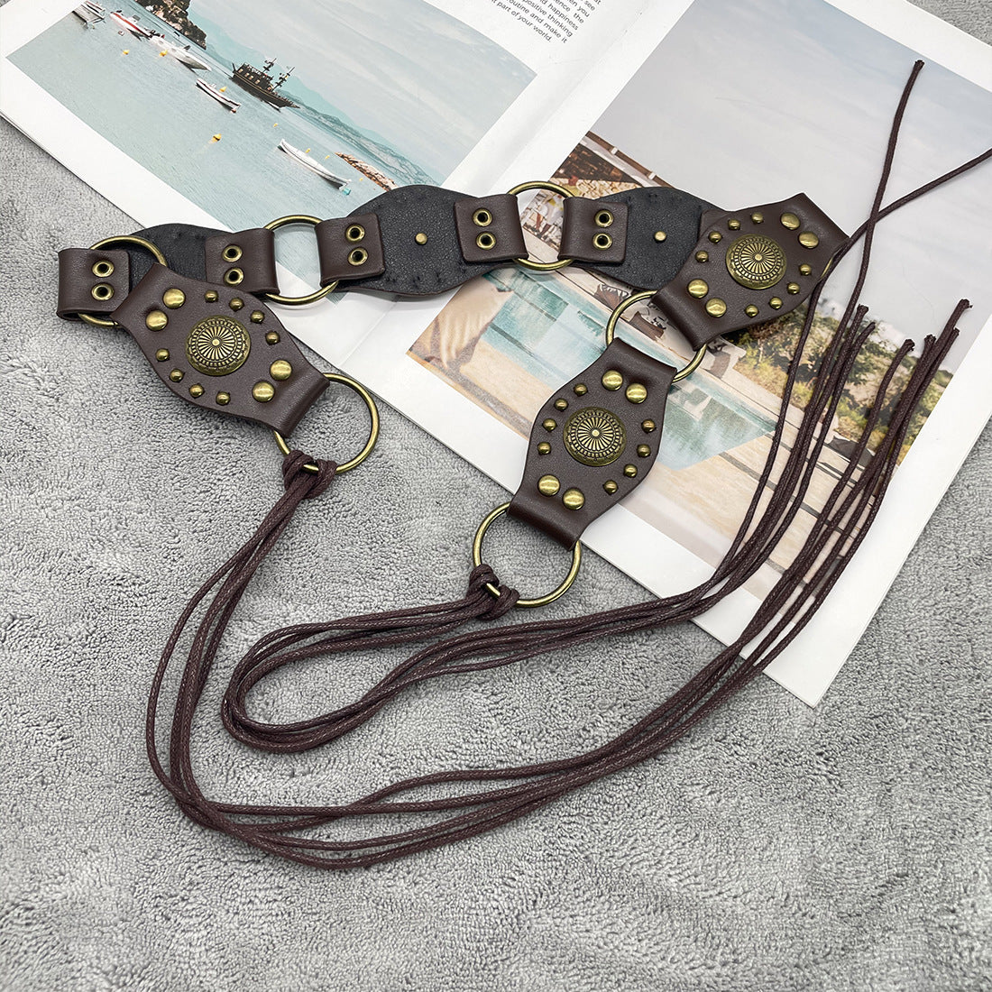Women's Vintage Flying Ring Design Lace-up Belt