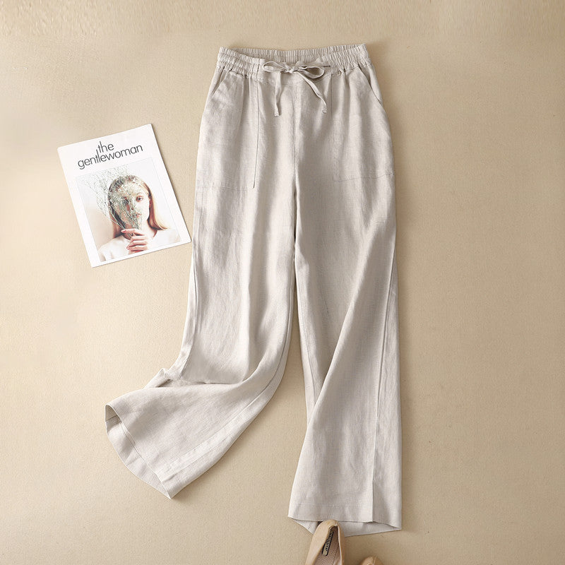 Damen-Hosen mit hoher Taille und geradem Kordelzug