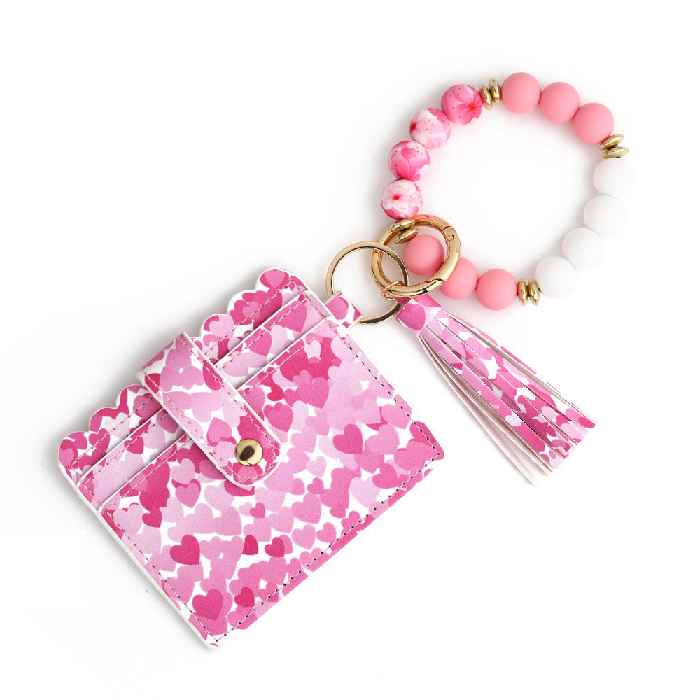Women's Wallet Love Polyurethane Card Holder Silica Gel Key Chain