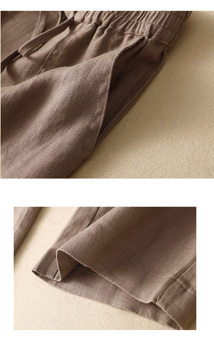 Damen-Hosen mit hoher Taille und geradem Kordelzug