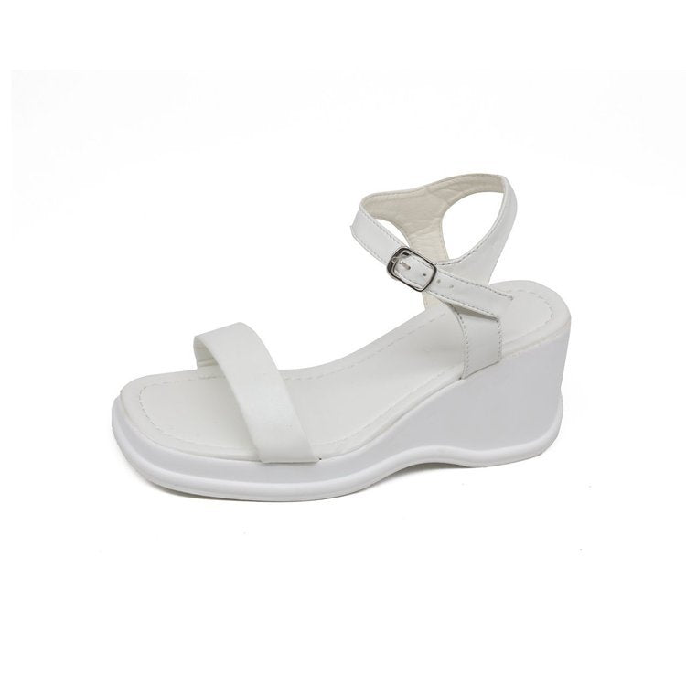 Damen-Plateau-Keil-Sandalen, Damenschuhe, quadratische Zehenpartie, offene Zehenpartie