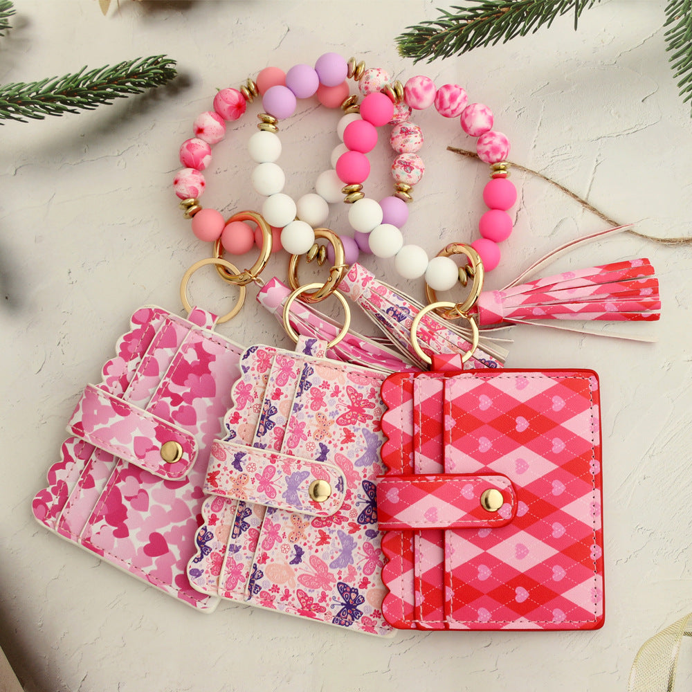 Women's Wallet Love Polyurethane Card Holder Silica Gel Key Chain