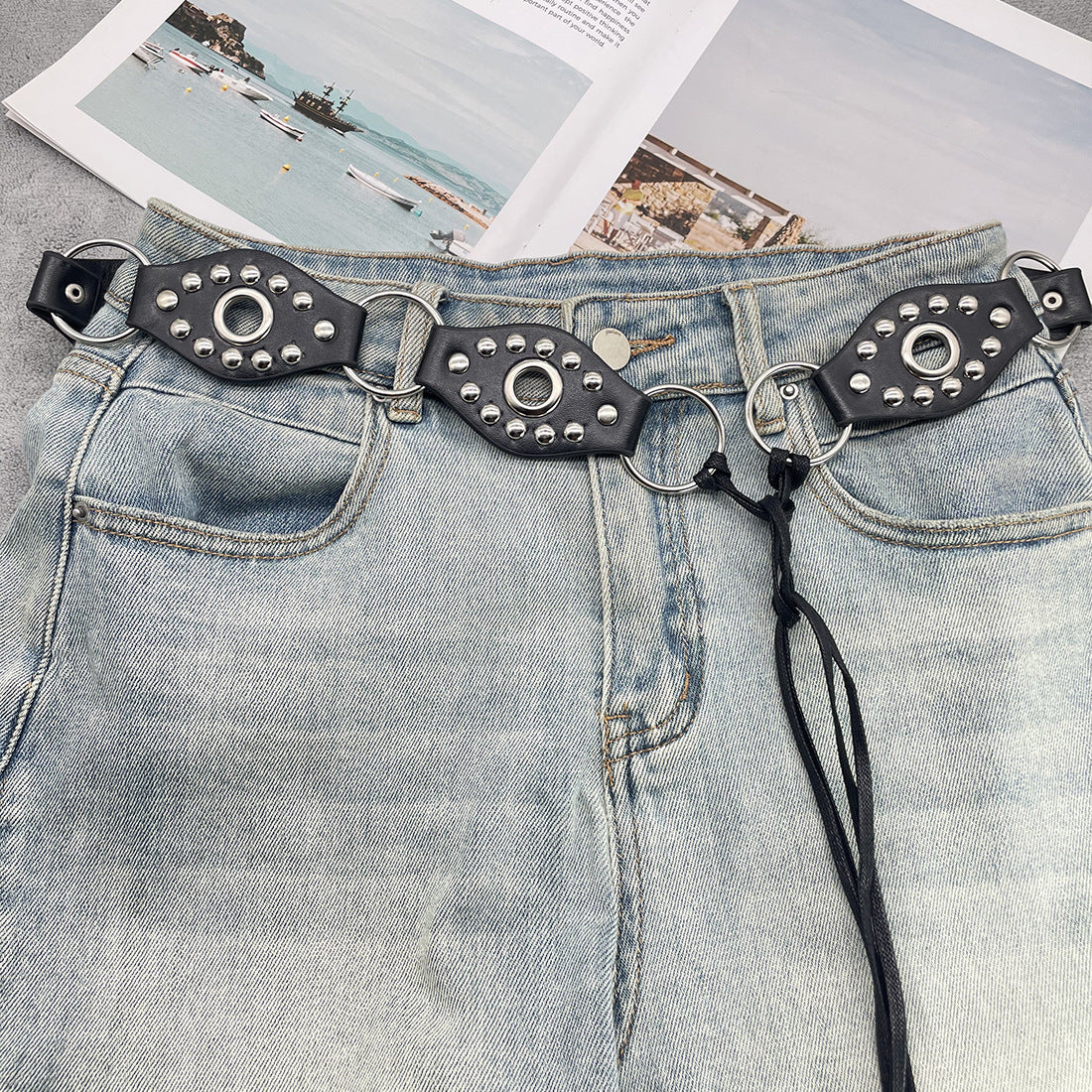 Women's Vintage Flying Ring Design Lace-up Belt