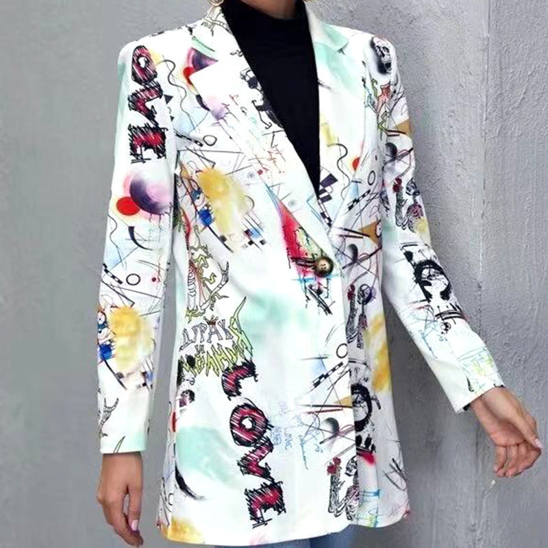 Bedruckte, lässige, kleine Anzugjacke für Damen