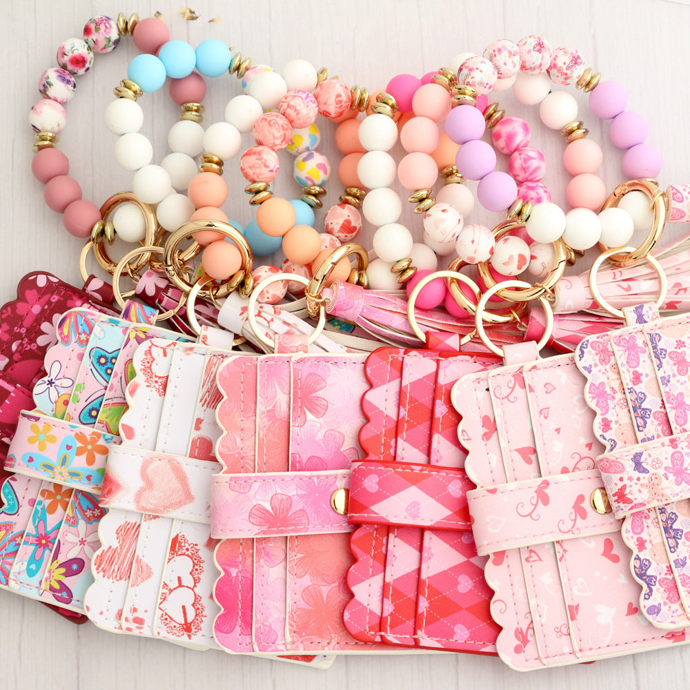 Women's Wallet Love Polyurethane Card Holder Silica Gel Key Chain