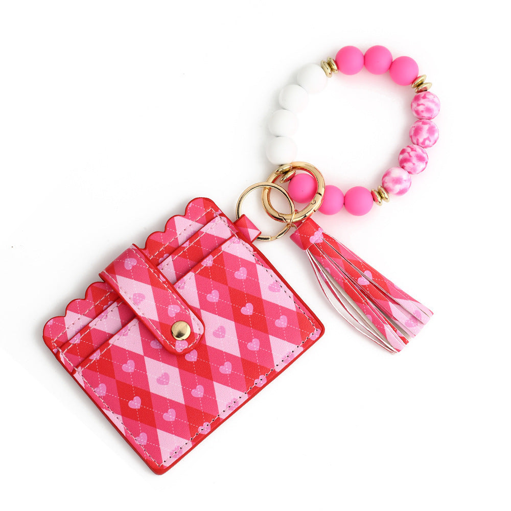 Women's Wallet Love Polyurethane Card Holder Silica Gel Key Chain