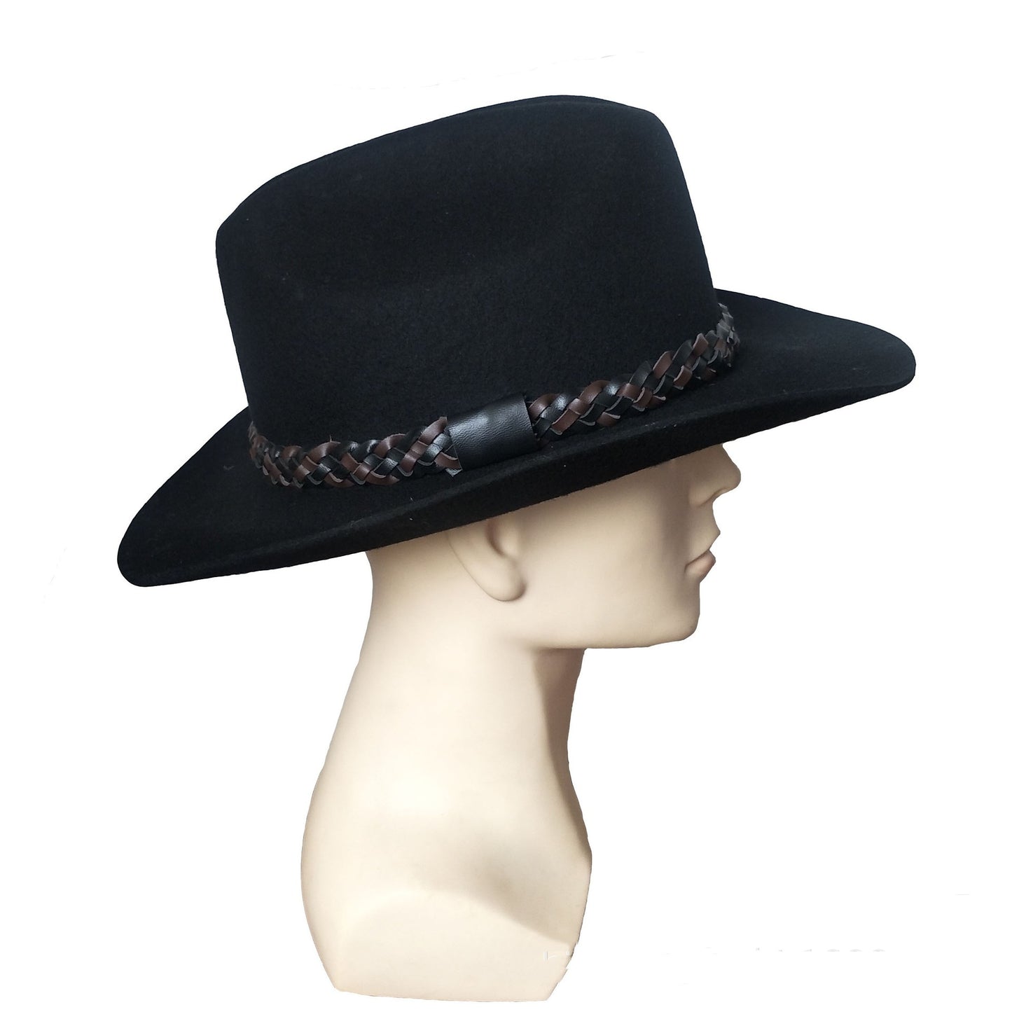 Women's Wool Western Cowboy Hat Belt Top Hat Jazz Felt Cap