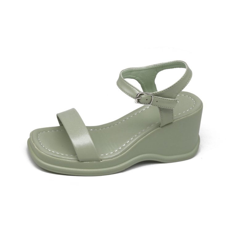 Damen-Plateau-Keil-Sandalen, Damenschuhe, quadratische Zehenpartie, offene Zehenpartie