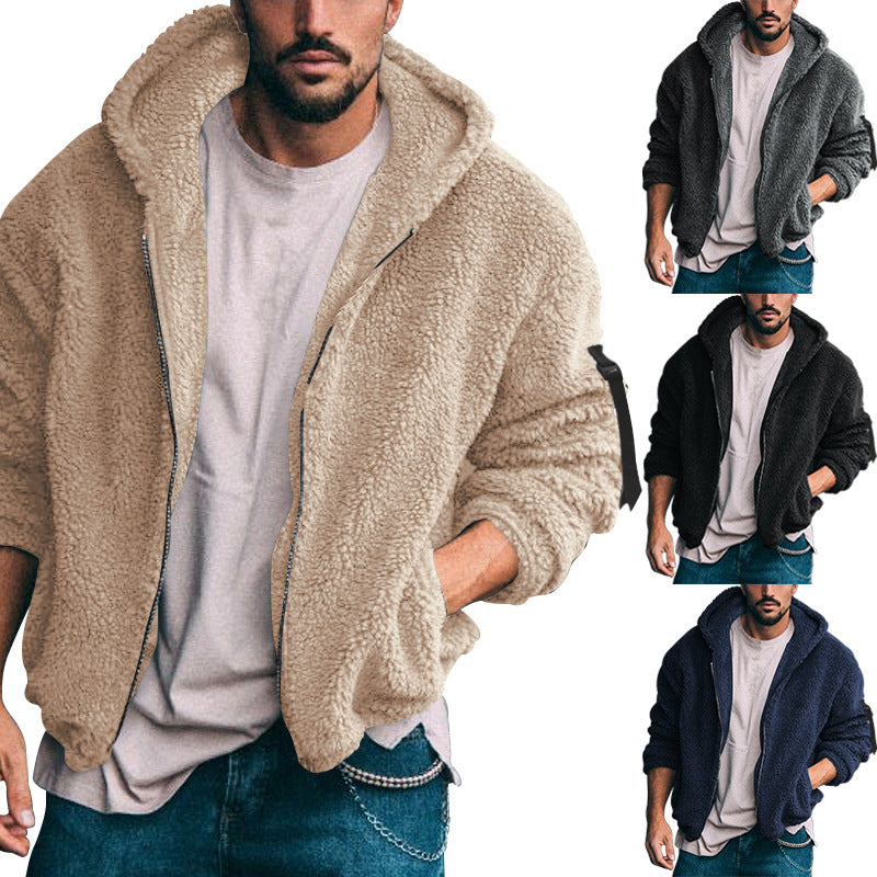 Herren Winter Neue doppelseitige Bejirog Warme Kapuze Reißverschluss Casual Jacke Mantel
