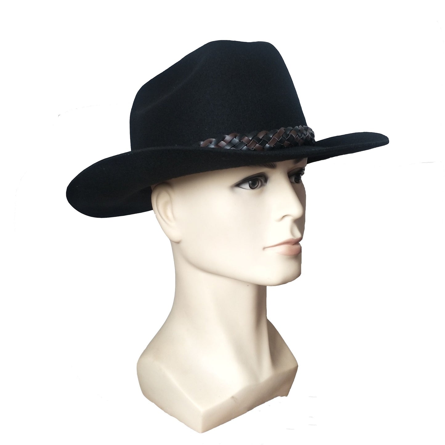 Women's Wool Western Cowboy Hat Belt Top Hat Jazz Felt Cap