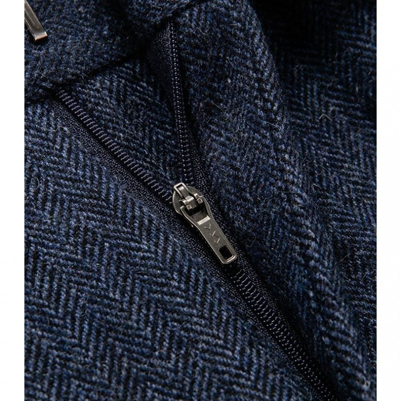 Slim-Fit-Hose aus Tweedwolle mit Fischgrätenmuster