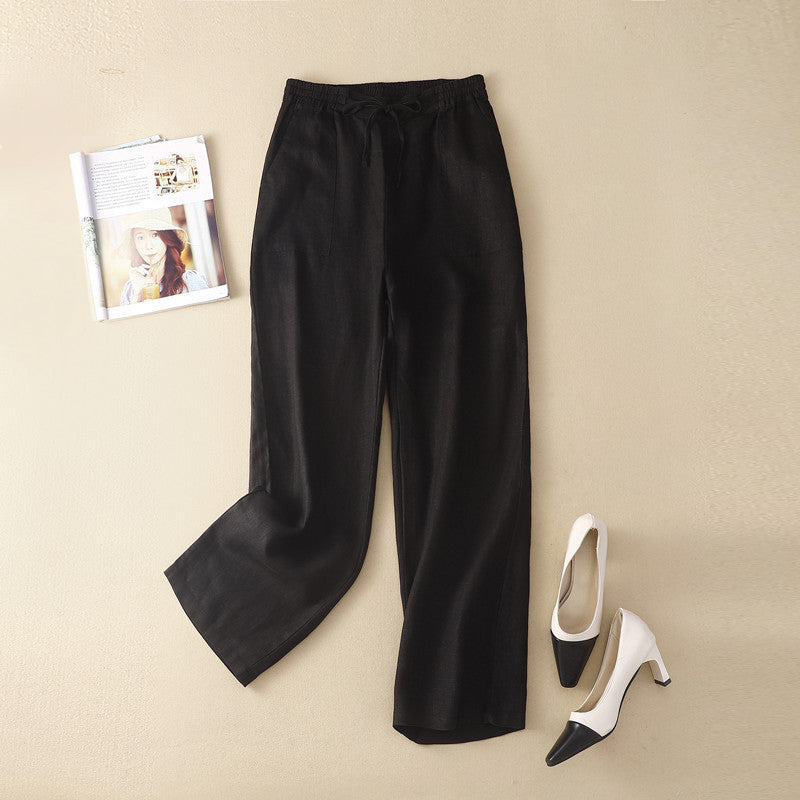 Damen-Hosen mit hoher Taille und geradem Kordelzug