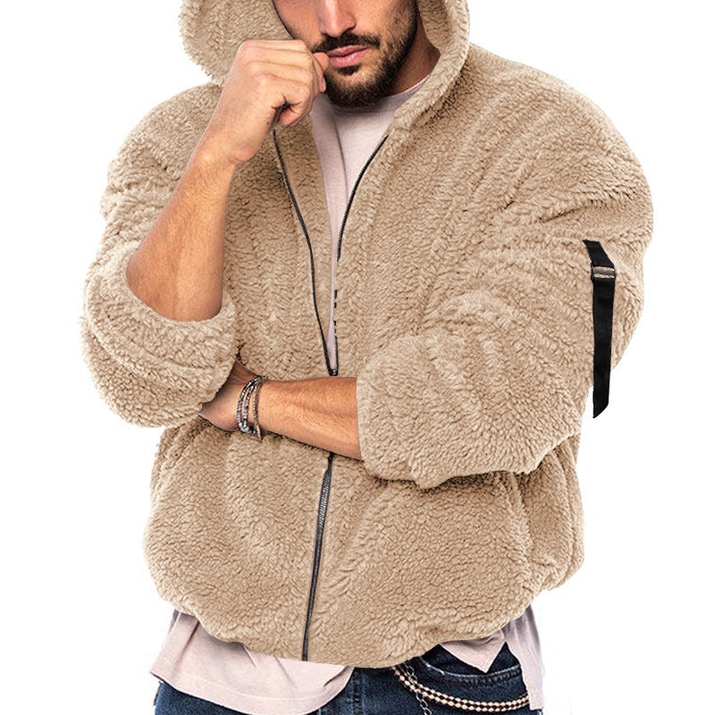 Herren Winter Neue doppelseitige Bejirog Warme Kapuze Reißverschluss Casual Jacke Mantel