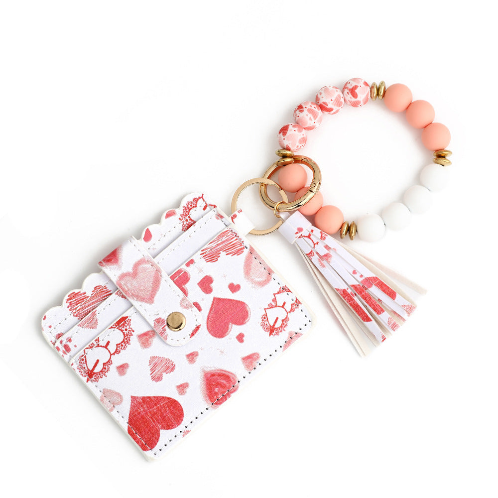 Women's Wallet Love Polyurethane Card Holder Silica Gel Key Chain