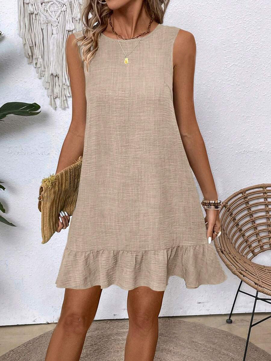 Women's Summer Ruffle Dress Fashion Loose Sleeveless Straight Beach
