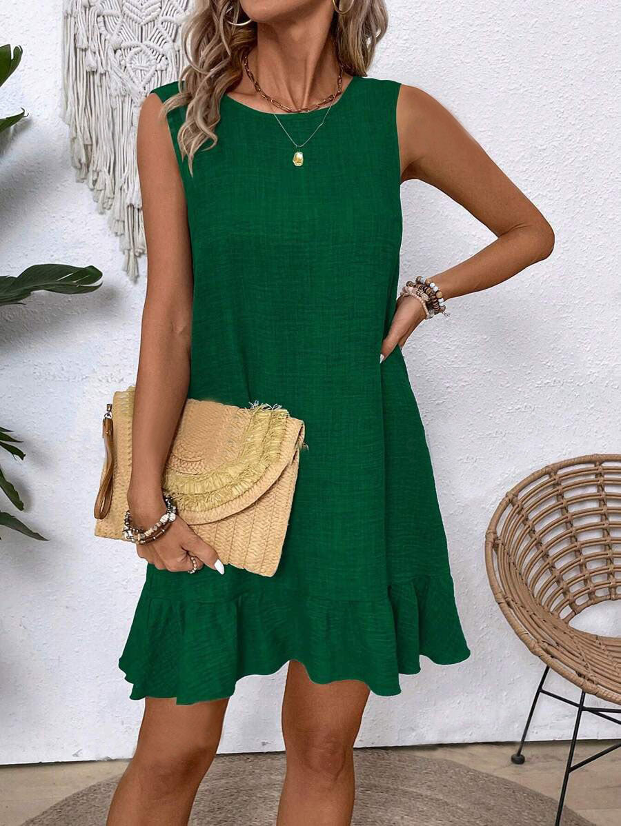 Women's Summer Ruffle Dress Fashion Loose Sleeveless Straight Beach