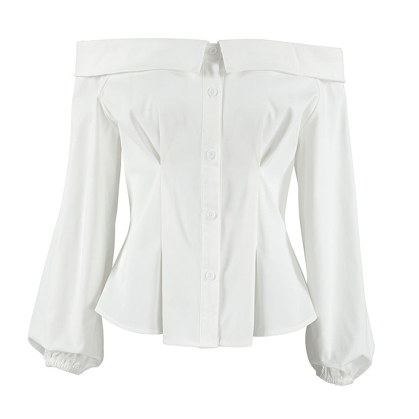 Women's Solid Color Off-Shoulder Shirt