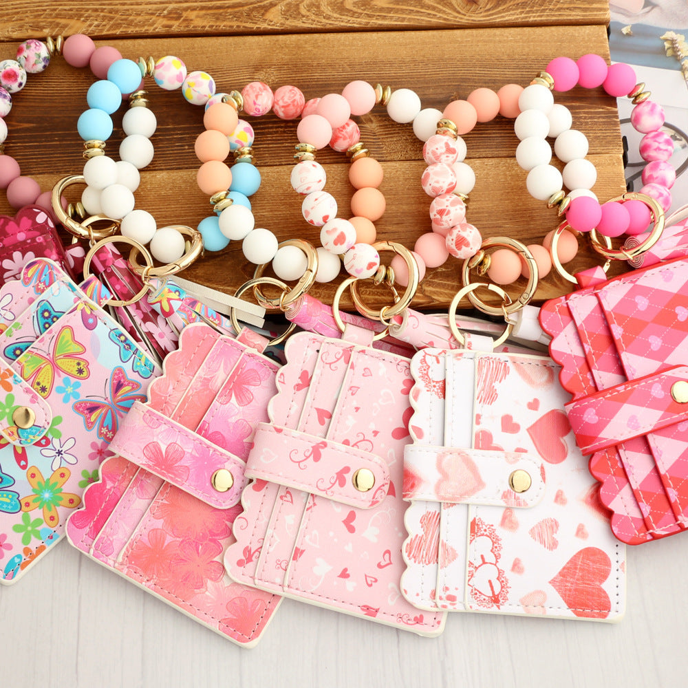 Women's Wallet Love Polyurethane Card Holder Silica Gel Key Chain