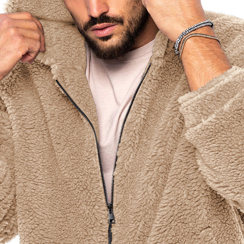 Herren Winter Neue doppelseitige Bejirog Warme Kapuze Reißverschluss Casual Jacke Mantel