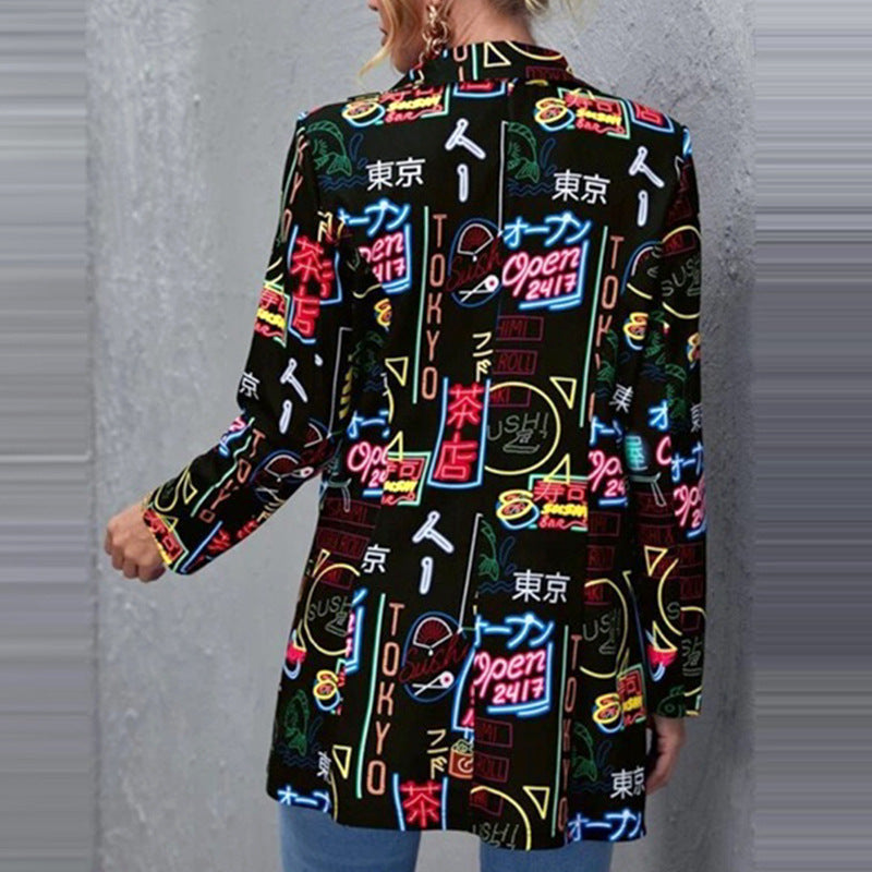 Bedruckte, lässige, kleine Anzugjacke für Damen