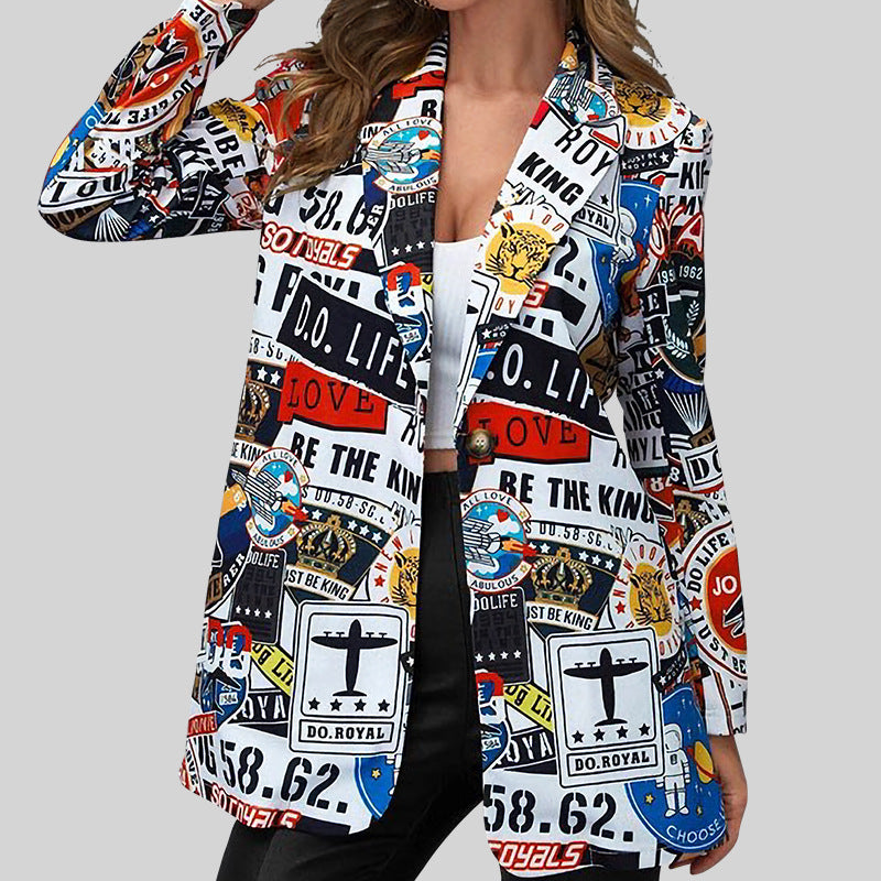 Bedruckte, lässige, kleine Anzugjacke für Damen