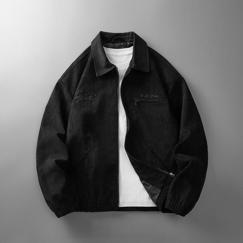 Cordjacke Herren Einfarbige Jacke Lässiges Oberteil