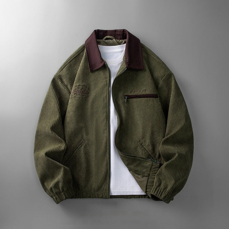 Cordjacke Herren Einfarbige Jacke Lässiges Oberteil
