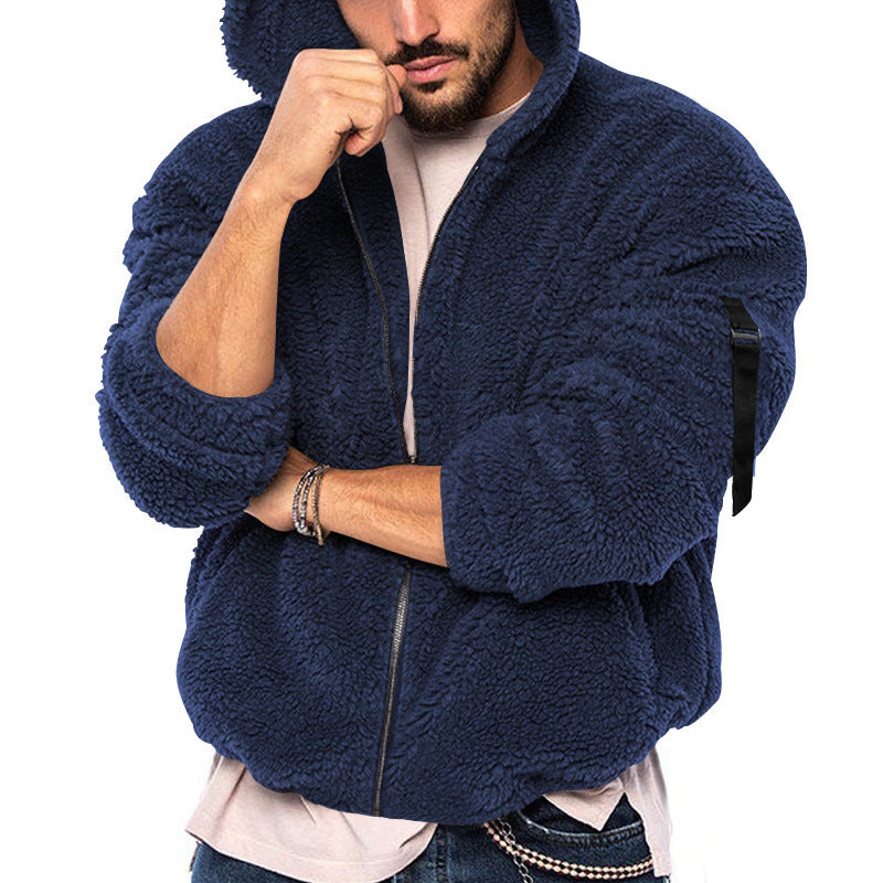 Herren Winter Neue doppelseitige Bejirog Warme Kapuze Reißverschluss Casual Jacke Mantel