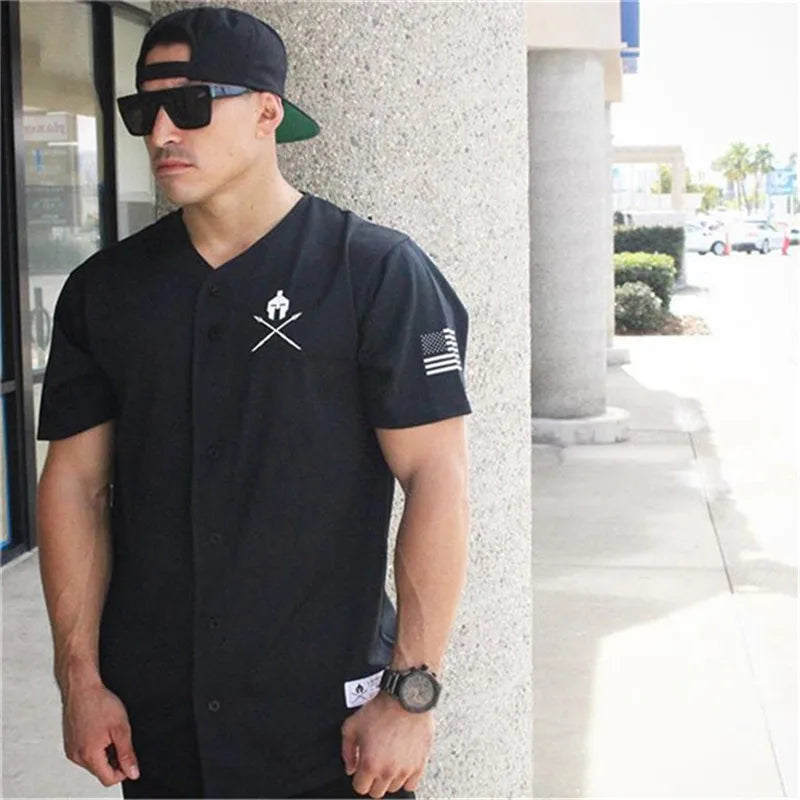 Hommes été nouveau T-shirt entraînement Fitness musculation chemises coupe ajustée mode décontracté mâle à manches courtes coton t-shirts hauts vêtements