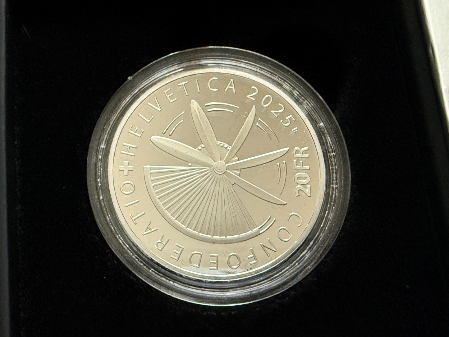 secondhand, Münze 2025, Swissmint,  20 Franken Silber PP Pioniere der Schweizer Luftfahrt Box
