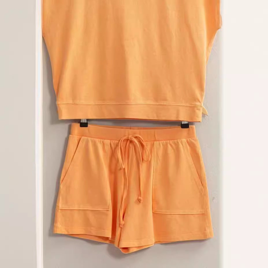 Damen-Shorts aus 100 % Baumwolle, einfarbig, lässig, schlicht, Outdoor-Anzug