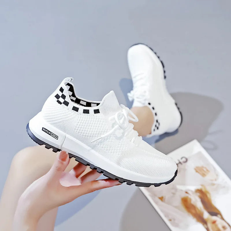 Femmes Décontracté Chaussures Simples Respirant Antidérapant Plate-Forme Chaussures de Course 2023 Mode Automne Blanc À Lacets Baskets Chaussures pour Femmes