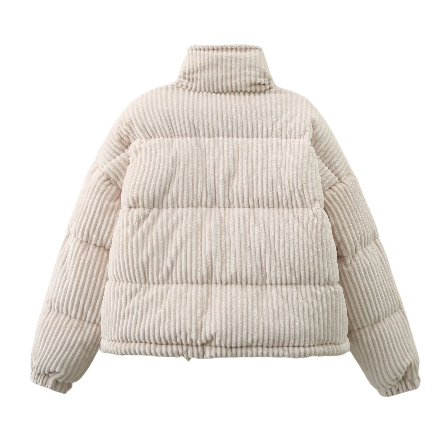 Damen Warm Cord Puffer Jacke Mantel Kurzer lockerer Baumwollmantel