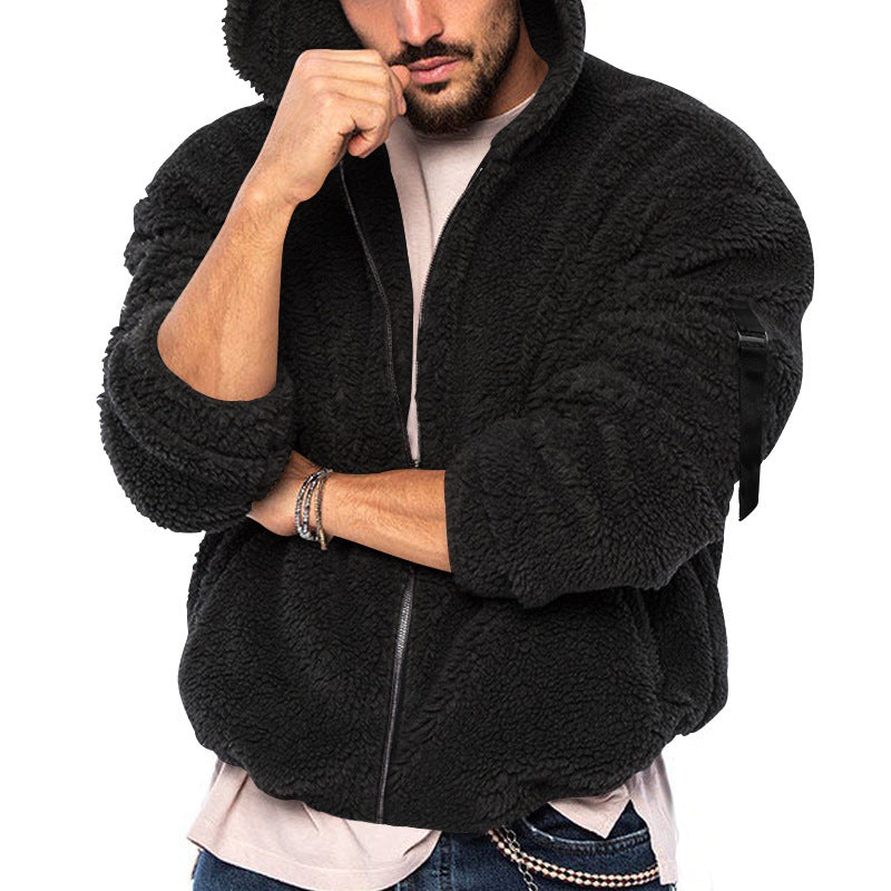 Herren Winter Neue doppelseitige Bejirog Warme Kapuze Reißverschluss Casual Jacke Mantel