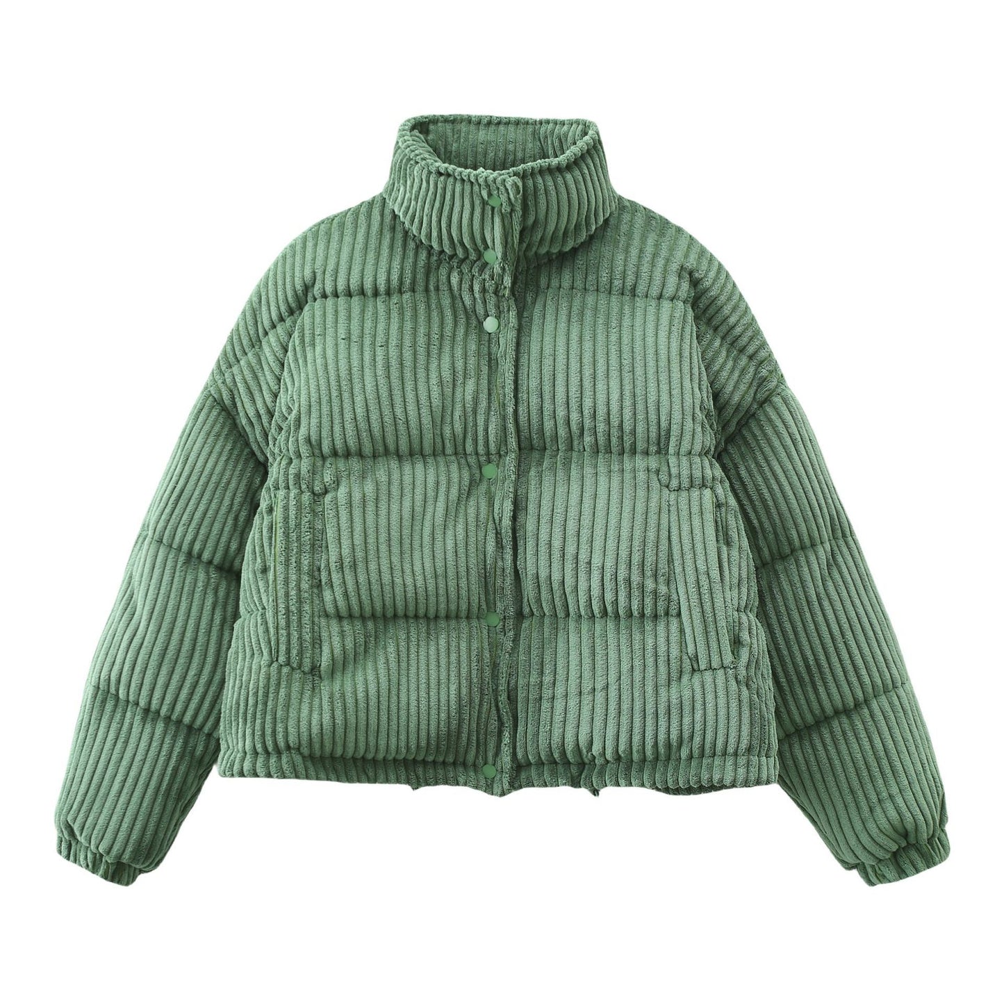 Damen Warm Cord Puffer Jacke Mantel Kurzer lockerer Baumwollmantel