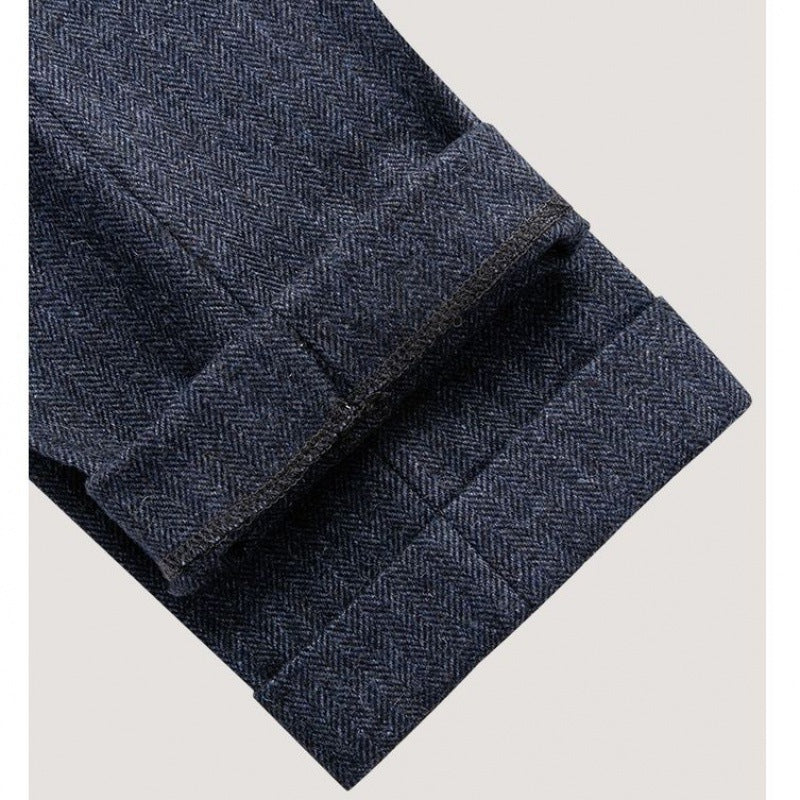 Slim-Fit-Hose aus Tweedwolle mit Fischgrätenmuster