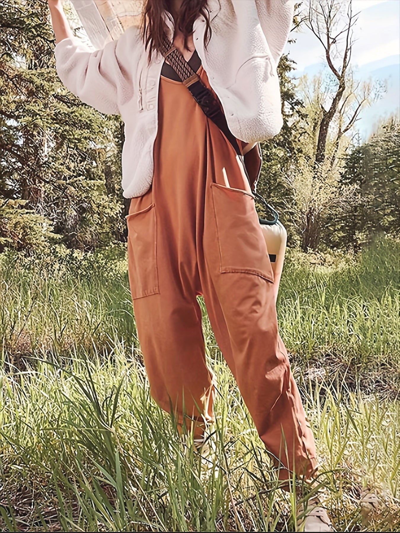 Frauen Overall Sommer frauen Lose Ärmellose Overalls Spaghetti Strap Lange Hose Strampler Overall Mit Taschen Zipper