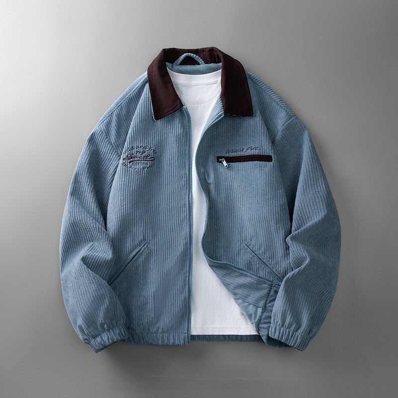 Cordjacke Herren Einfarbige Jacke Lässiges Oberteil