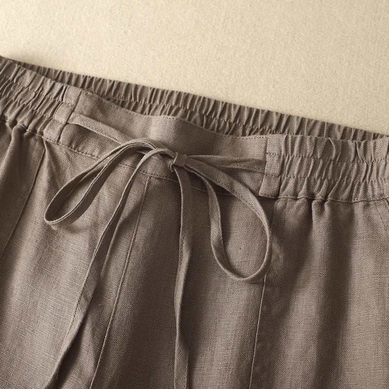 Damen-Hosen mit hoher Taille und geradem Kordelzug