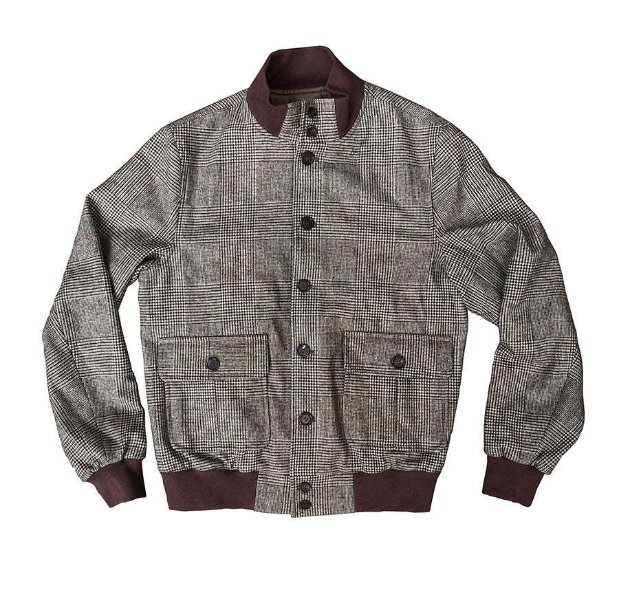Herren Pilotenjacke Tweed Kurzer Schlanker Stehkragen Wollmantel